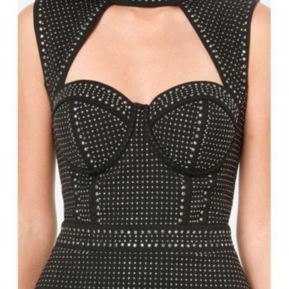 💋 bebe black stud embellished cage mock neck RARE 💋 - Picture 3 of 6